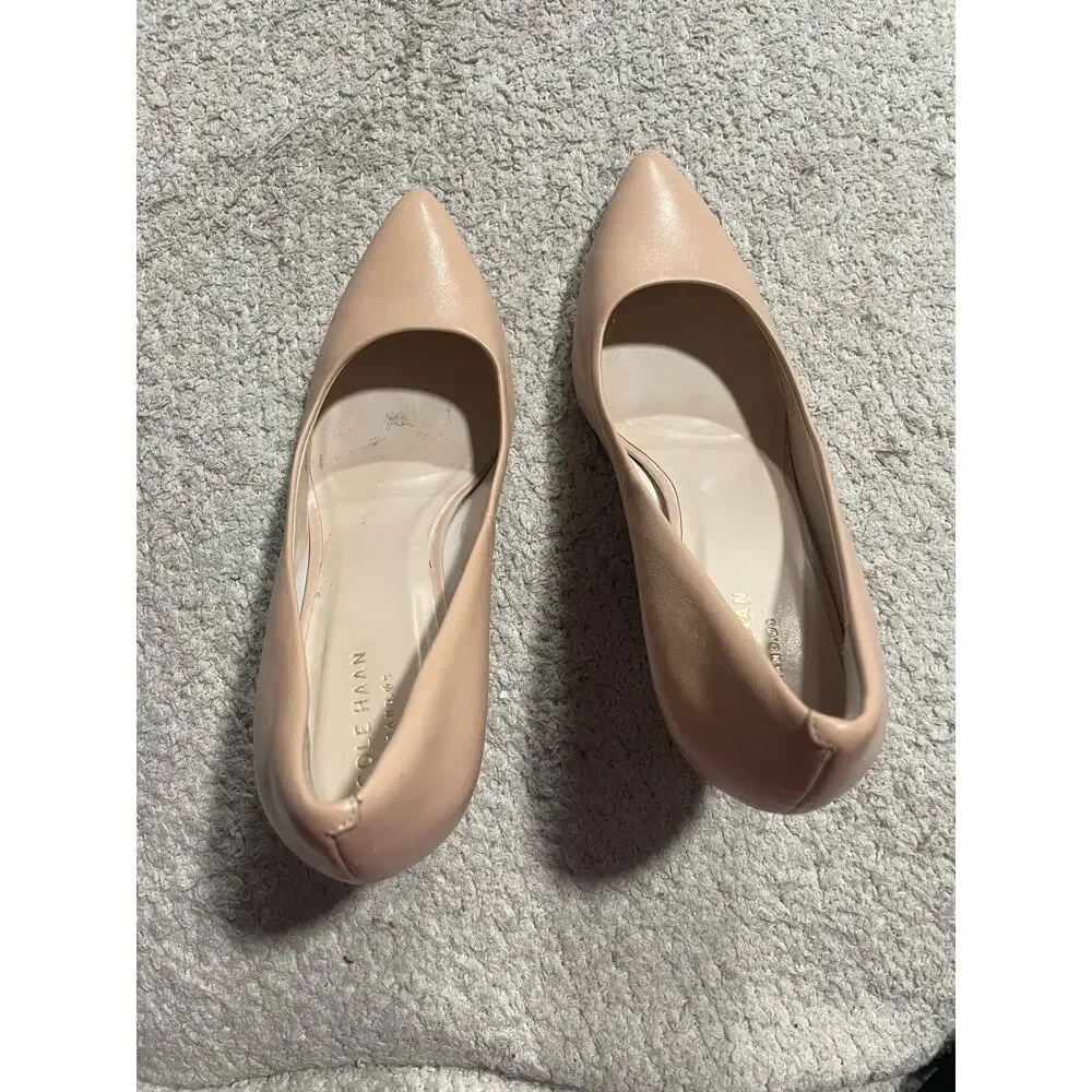Cole Haan Womens 8.5 B Grand.0S Abigail Nude Pointed Toe Leather Heels W04840